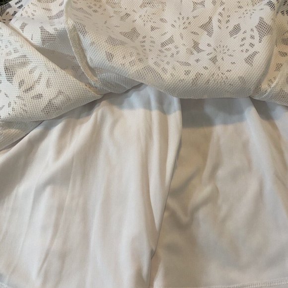 NWT Women's AQUA  MINI LASER CUT PARTY DRESS size S white $98 V-neck fully lined - Picture 7 of 12